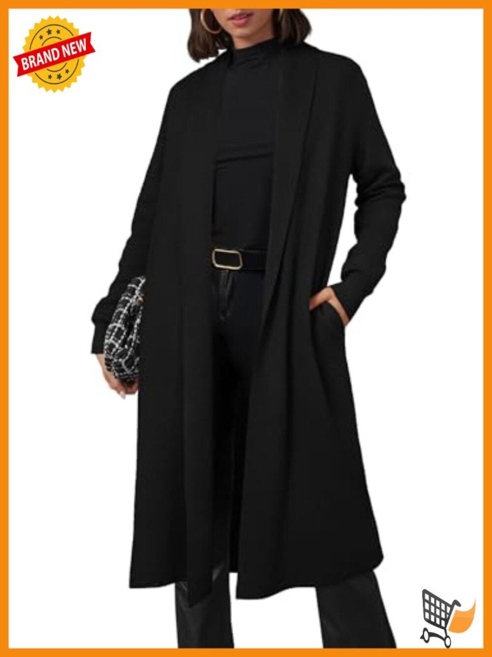 Wool Blend Maxi Cardigan Open Front Long Coatigan Sweater